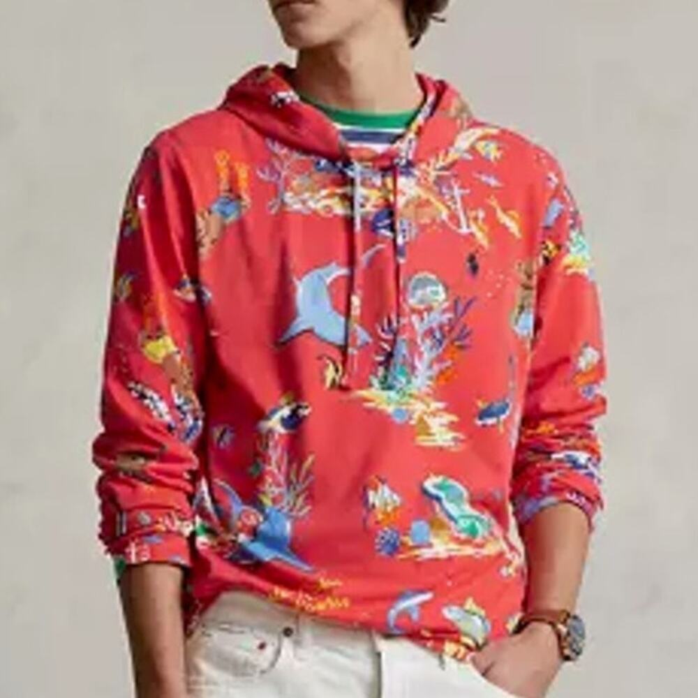 Polo Ralph Lauren Scuba Bear Red Long Sleeve Tee - Size Medium